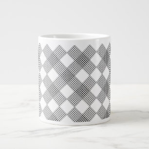 Chequered patches pattern black and white large coffee mug