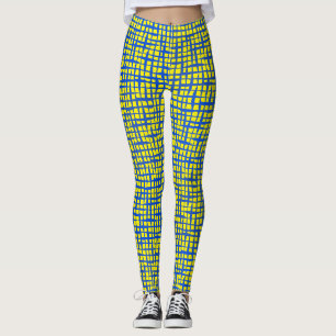 Chequered pattern 01 Blue.b BYellow BG Leggings