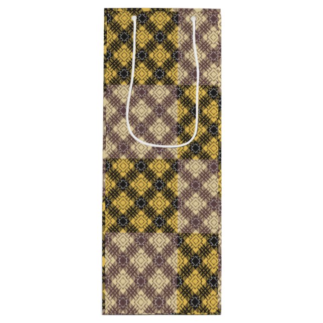 Chequered Pattern.02 Wine Gift Bag (Front)