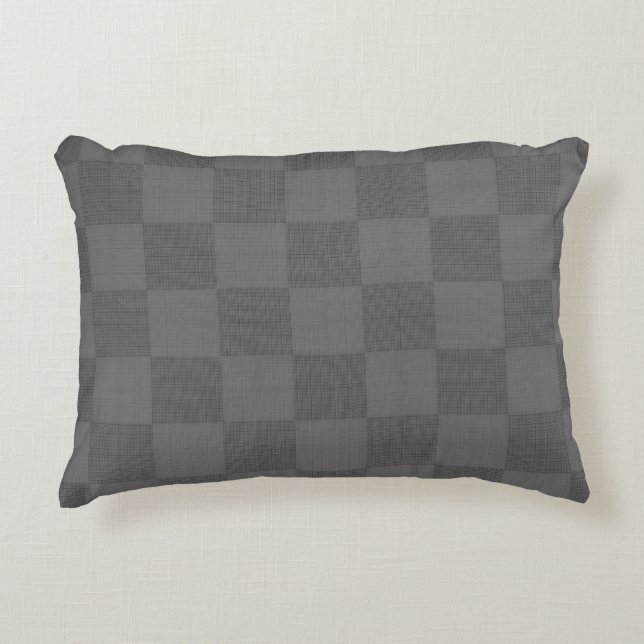 Chequered Pattern 04x4w DGrey BG Lumbar Pillow (Front)