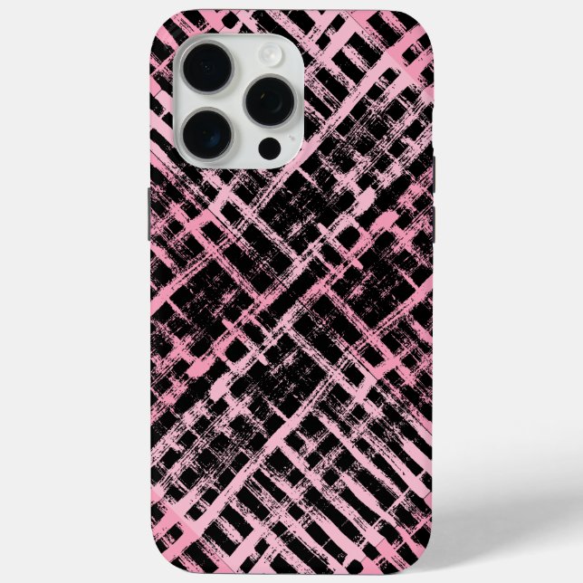 Chequered Pattern -06P.Pink Black BG Case-Mate iPhone Case (Back)