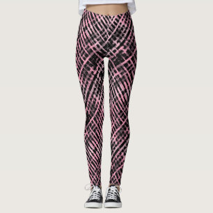 Chequered Pattern -06P.Pink Black BG Leggings