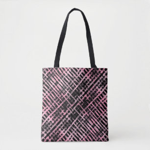 Chequered Pattern -06P.Pink Black BG Tote Bag