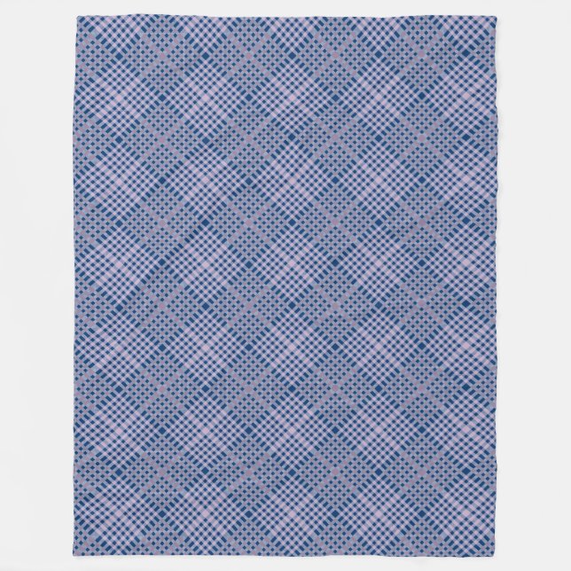 Chequered Pattern.08 Dblue BG Fleece Blanket (Front)