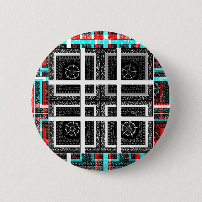 Chequered Pattern Art Print 6 Cm Round Badge (Front)