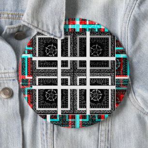 Chequered Pattern Art Print 6 Cm Round Badge