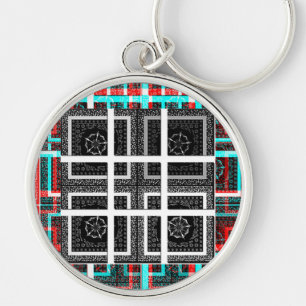 Chequered Pattern Art Print Key Ring