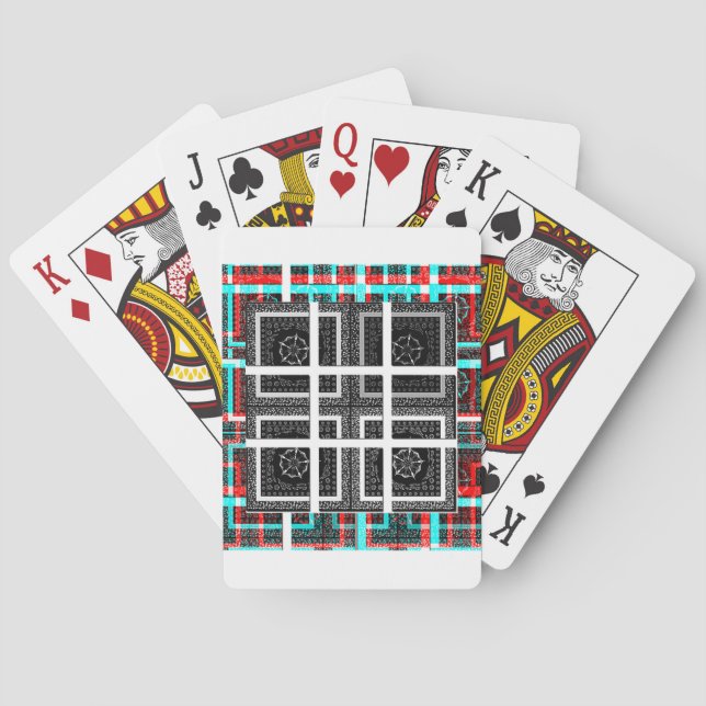 Chequered Pattern Art Print Playing Cards (Back)