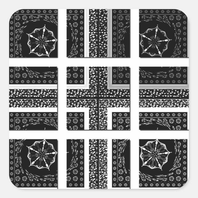 Chequered Pattern Art Print Square Sticker (Front)
