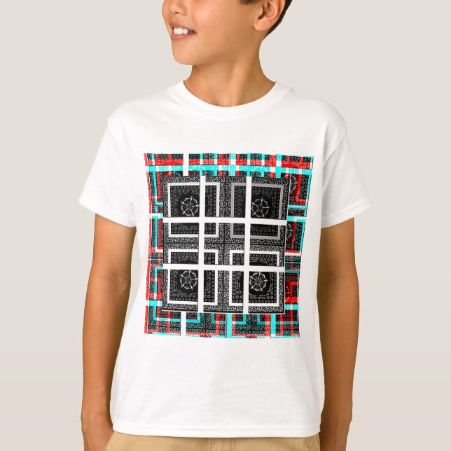 Chequered Pattern Art Print T-Shirt (Front)