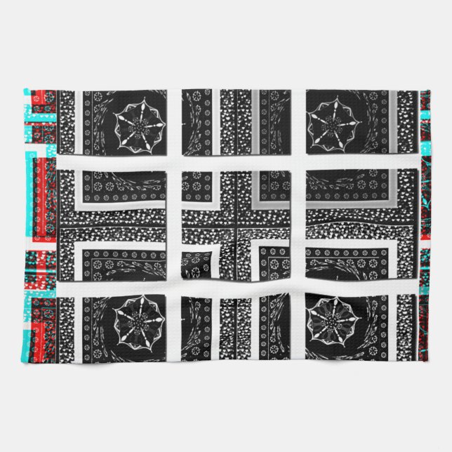 Chequered Pattern Art Print Tea Towel (Horizontal)