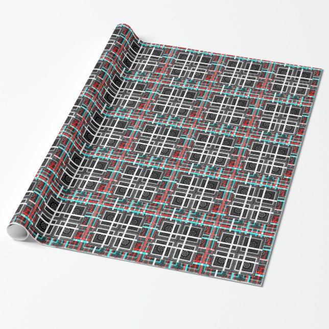 Chequered Pattern Art Print Wrapping Paper (Unrolled)