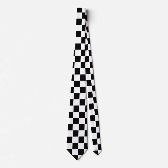 Chequered Pattern Black and White Tie (Front)