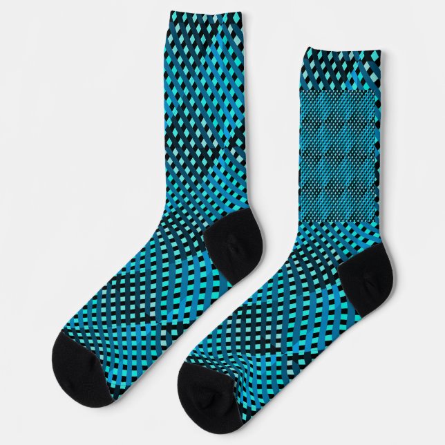 Chequered pattern C01.Green.Blue Black BG Socks (Left)