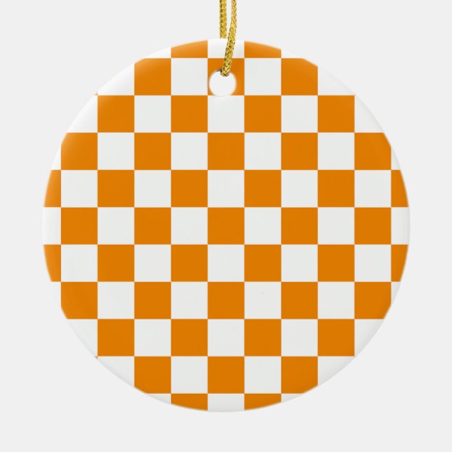 Chequered Pattern Ceramic Tree Decoration (Front)