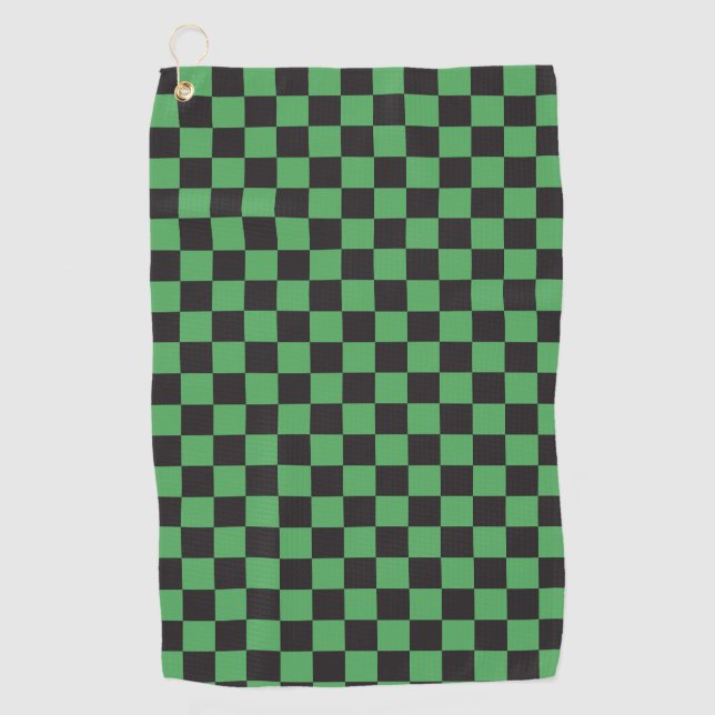 chequered pattern chequered squares chess green bl golf towel (Front)