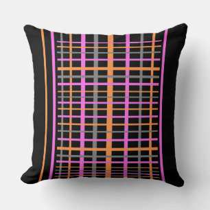 Chequered Pattern Cust. Black Throw Pillow