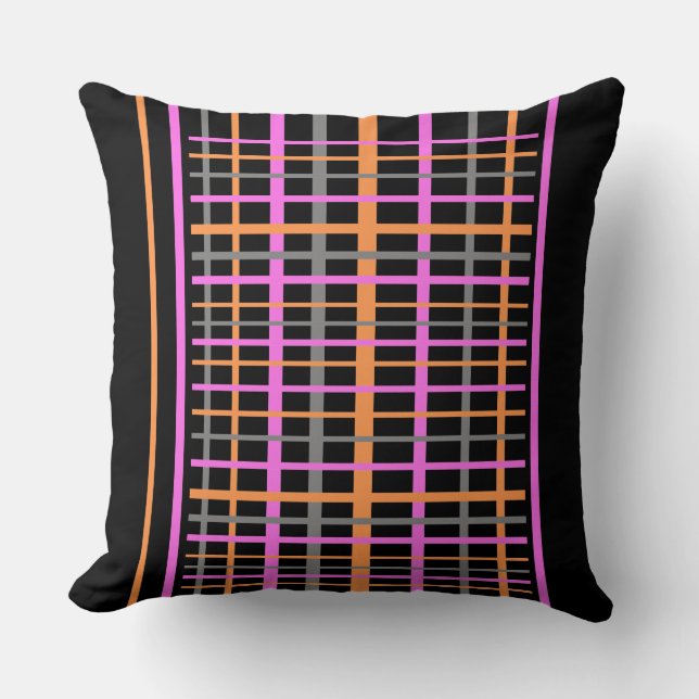 Chequered Pattern Cust. Black Throw Pillow (Front)