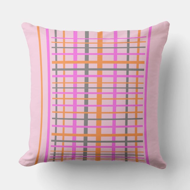 Chequered Pattern Cust. Pink Throw Pillow (Front)