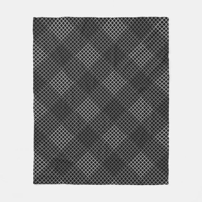 Chequered pattern Diagonal 2tn.b Black BG Fleece Blanket (Front)
