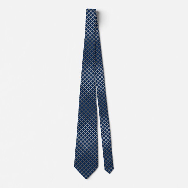 Chequered pattern Diagonal 2tn.b DBlue BG Tie (Front)