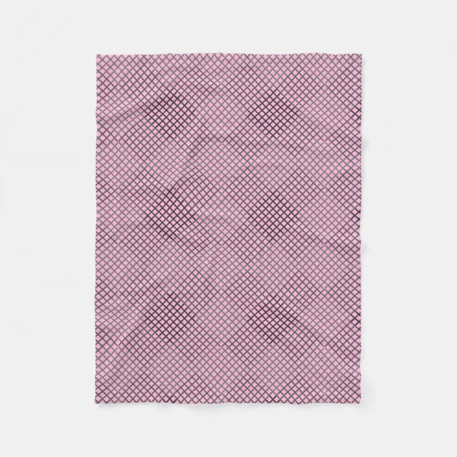 Chequered pattern Diagonal 2tn.w LPink BG Fleece Blanket (Front)