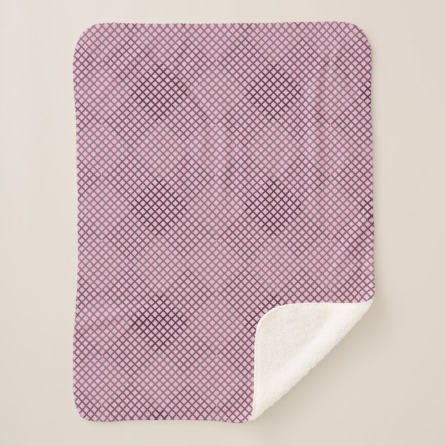 Chequered pattern Diagonal 2tn.w LPink BG Sherpa Blanket (Front)