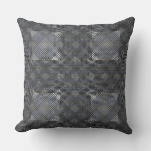 Chequered pattern diagonal 2tones.bx4x4 BLK BG Cushion