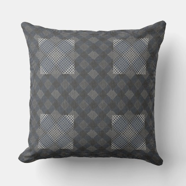 Chequered pattern diagonal 2tones.bx4x4 BLK BG Cushion (Front)
