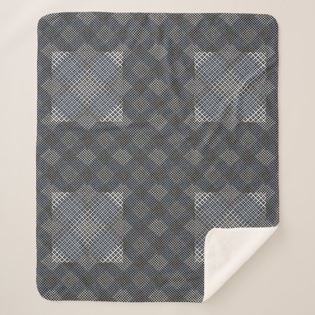 Chequered pattern diagonal 2tones.bx4x4 BLK BG Sherpa Blanket (Front)