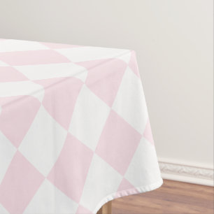 Chequered Pattern Girly Pink White Dining Table Tablecloth
