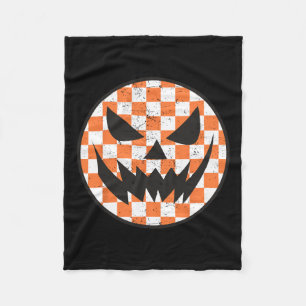 Chequered Pattern Halloween Face Trendy Kids Fleece Blanket