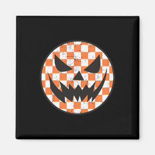 Chequered Pattern Halloween Face Trendy Kids Magnet