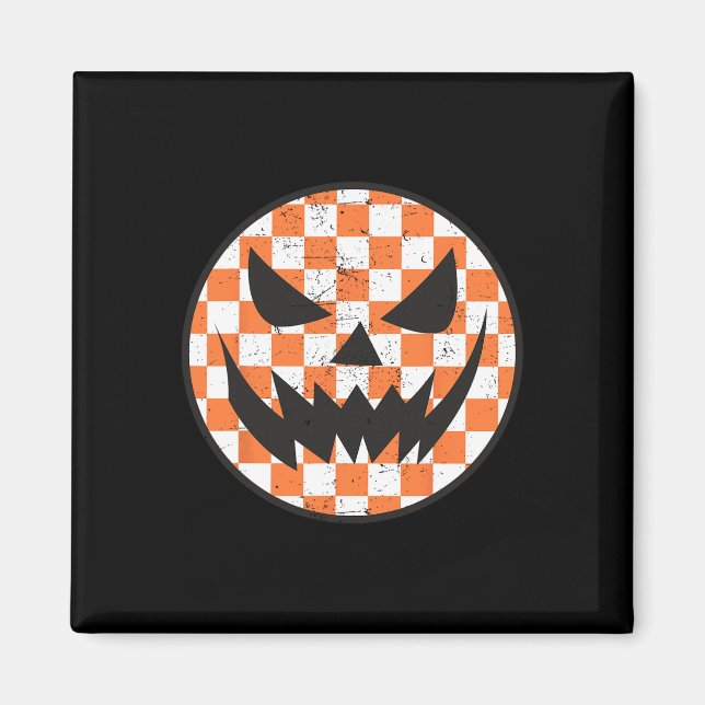 Chequered Pattern Halloween Face Trendy Kids  Magnet (Front)