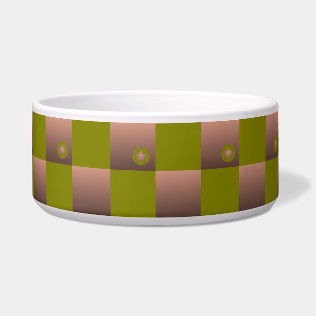 Chequered pattern in brown and olive green (Front)