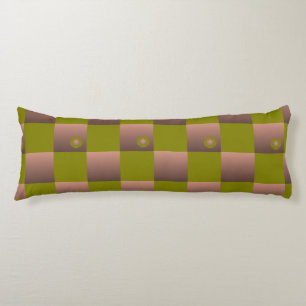 Chequered pattern in brown and olive green body cushion