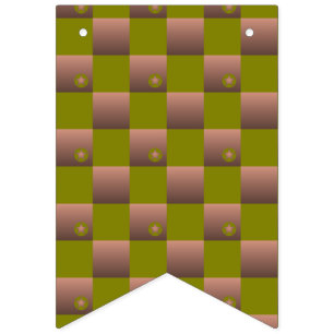 Chequered pattern in brown and olive green bunting