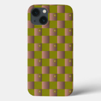 Chequered pattern in brown and olive green