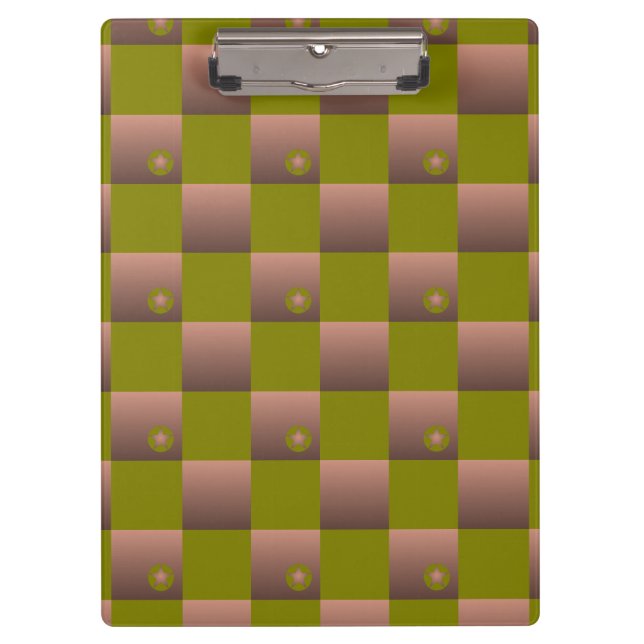 Chequered pattern in brown and olive green clipboard (Front)
