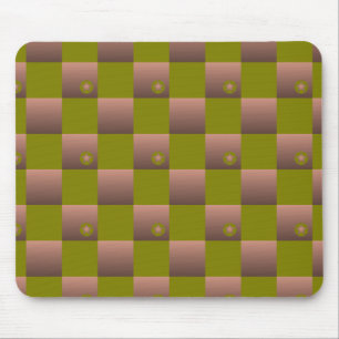 Chequered pattern in brown and olive green mouse mat