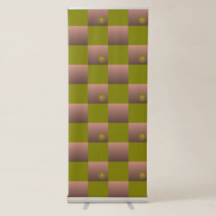 Chequered pattern in brown and olive green retractable banner