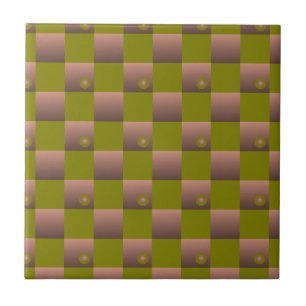 Chequered pattern in brown and olive green tile