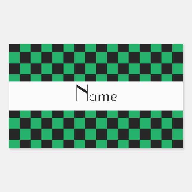 Chequered pattern in green.png rectangular sticker (Front)