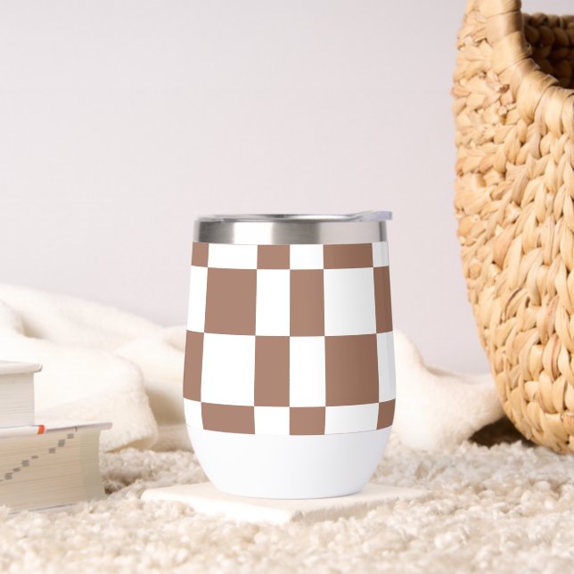 Chequered Pattern in White and Mocha Mousse (Living Room)
