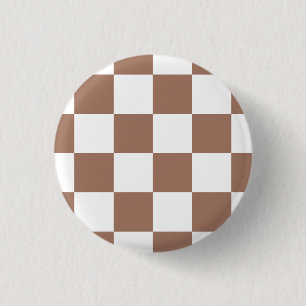 Chequered Pattern in White and Mocha Mousse 3 Cm Round Badge