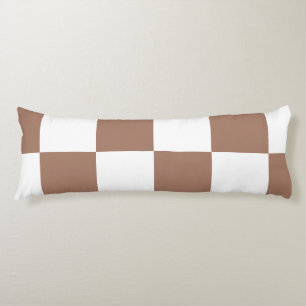 Chequered Pattern in White and Mocha Mousse Body Cushion