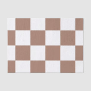 Chequered Pattern in White and Mocha Mousse Tissue Paper