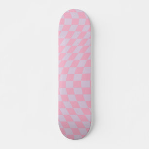 Chequered Pattern Lilac Pink Check Chequerboard Skateboard
