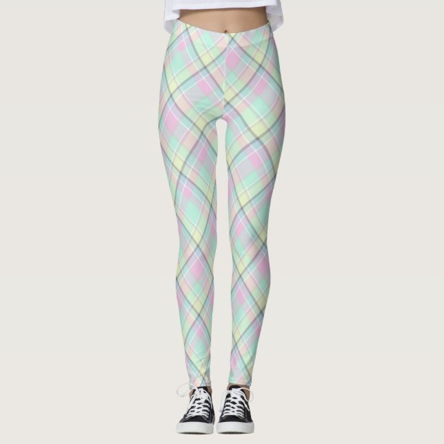 Chequered pattern of caramel colours. leggings (Front)