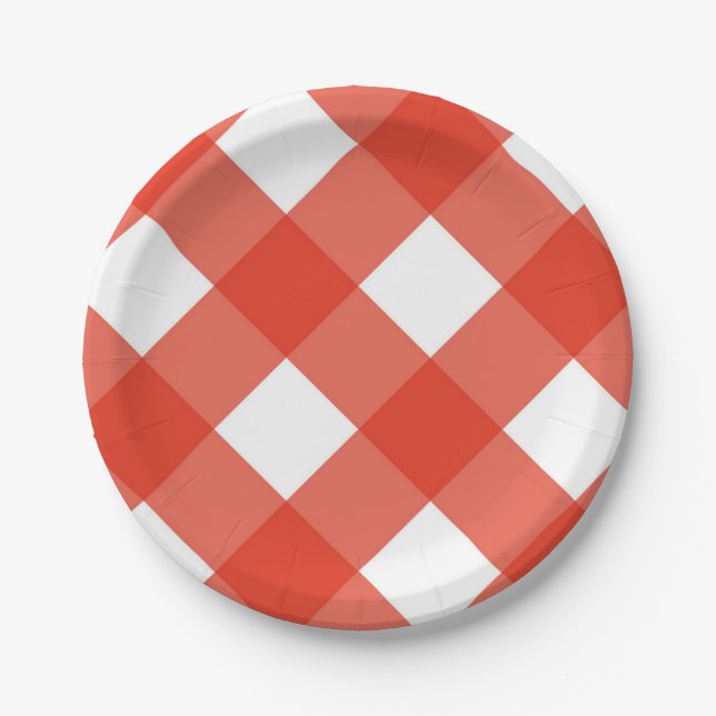 Chequered pattern paper plate (Front)
